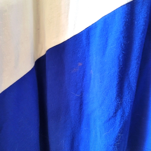 Beige by ECI Maxi Dress Asymmetric Small Blue & White Short Sleeve Shirred Side - Picture 4 of 4